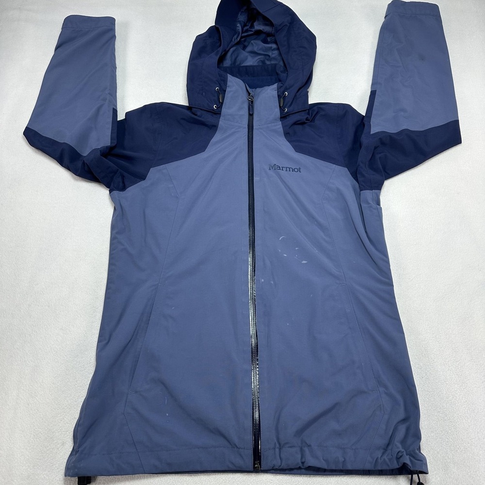 Marmot Jacket Mens Medium Blue Colorblock Hooded Windbreaker Hiking K46520